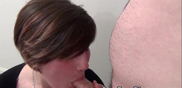  Teen tabby nervously takes facial cumshots